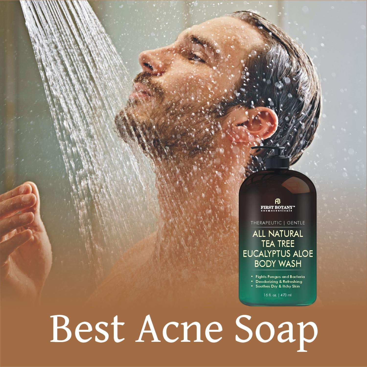 ALL Natural Tea Tree Body Wash - Fights Body Odor, Athlete’s Foot, Jock Itch, Nail Issues, Dandruff, Acne, Eczema, Yeast Infection, Shower Gel for Women & Men, Eucalyptus Aloe Skin Cleanser -16 fl oz : Beauty