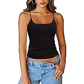Totatuit Women Tank Top with Adjustable Spaghetti Straps Slim Fitted Scoop Neck Camisole Tops Cute Summer Cropped Cami Top