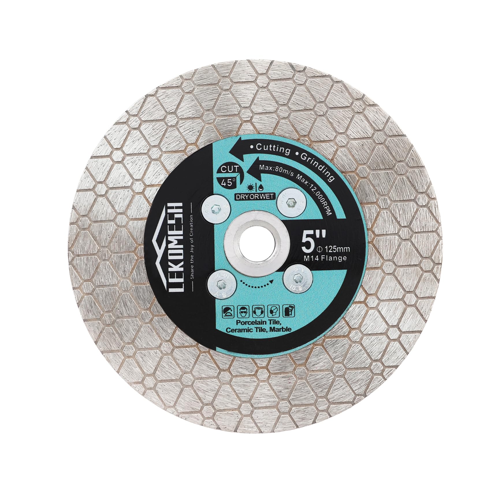 LEKOMESH Diamond Cutting Disc 125MM - Tile Cutting Disc Wheel Double-sided Diamond Discs for Cutting Grinding Porcelain Ceramic Tile Marble Granite,M14 Thread