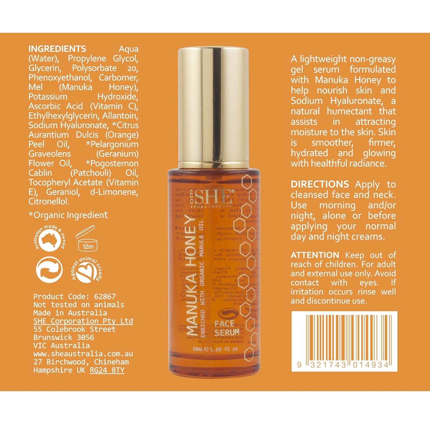 she manuka honey face serum