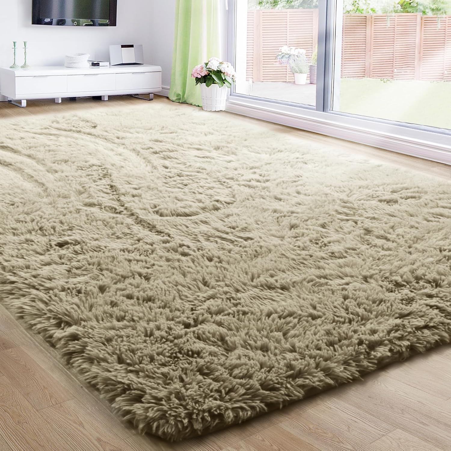 Rugs, Pads & Protectors - Dark Beige Rug for Bedroom,3'X5',Fluffy Shag Rug for Living Room,Furry Carpet for Kids Room,Shaggy Throw Rug for Nursery Room,Fuzzy Plush Rug,Beige Carpet,Rectangle,Cute Room Decor for Baby