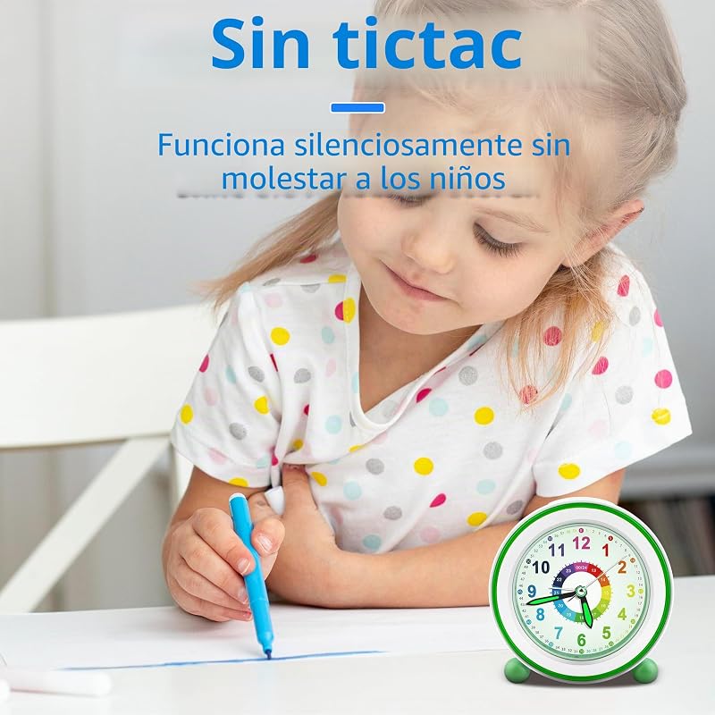 Despertador Infantil sin Tic TAC para Niños de 5 a 16 Años con Luz