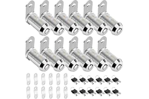 PTEROMY 12 Pack Cabinet Lock with Keys, 1-1/2'' Heavy Duty Tubular Cam Lock for RV Compartment Storage Locks, Full Set of RV Cam Locks (Chrome, 1-1/2'', 12 Pack)