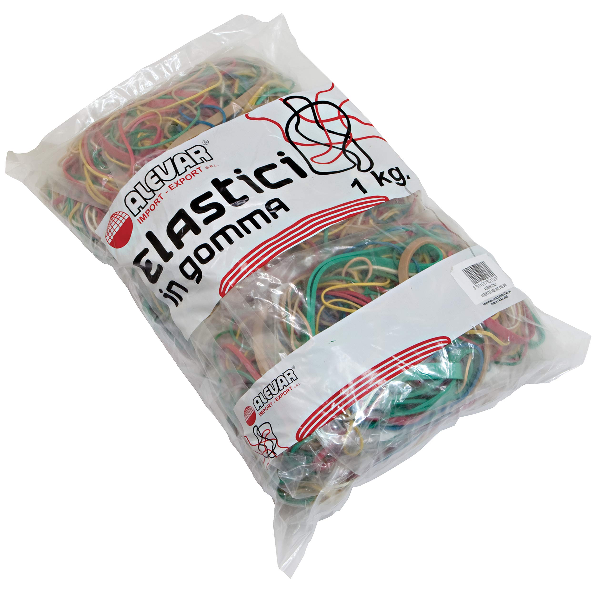 Alevar Office Rubber Bands Assorted Sizes and Colours Pack of 10 Bags of 100 g, Total 1 kg