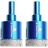 Dry Diamond Core Drill Bit Set,BRSCHNITT 2pcs/Pack 1 1/4 Inch (32 mm) Diamond Hole Saw Core Drill Bit with Triangle Shank for Porcelain Tile Ceramic Stone Granite Marble