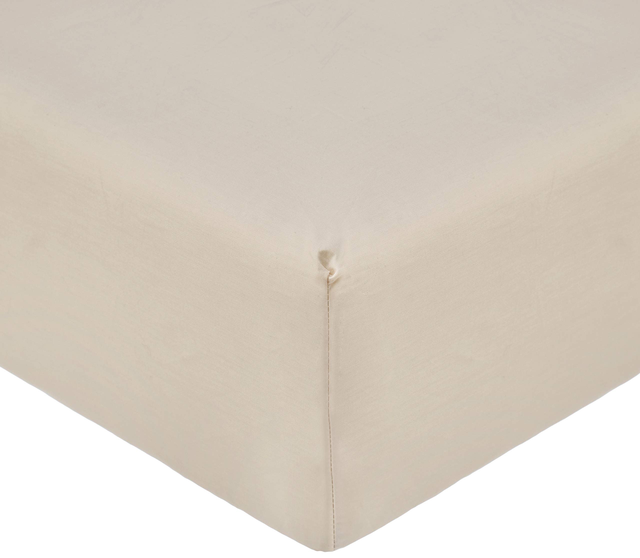 De Witte Lietaer Bumblebee Luxury Percale Cotton Fitted Sheet, Cotton, Beige Sand, 80 x 200 x 40 cm