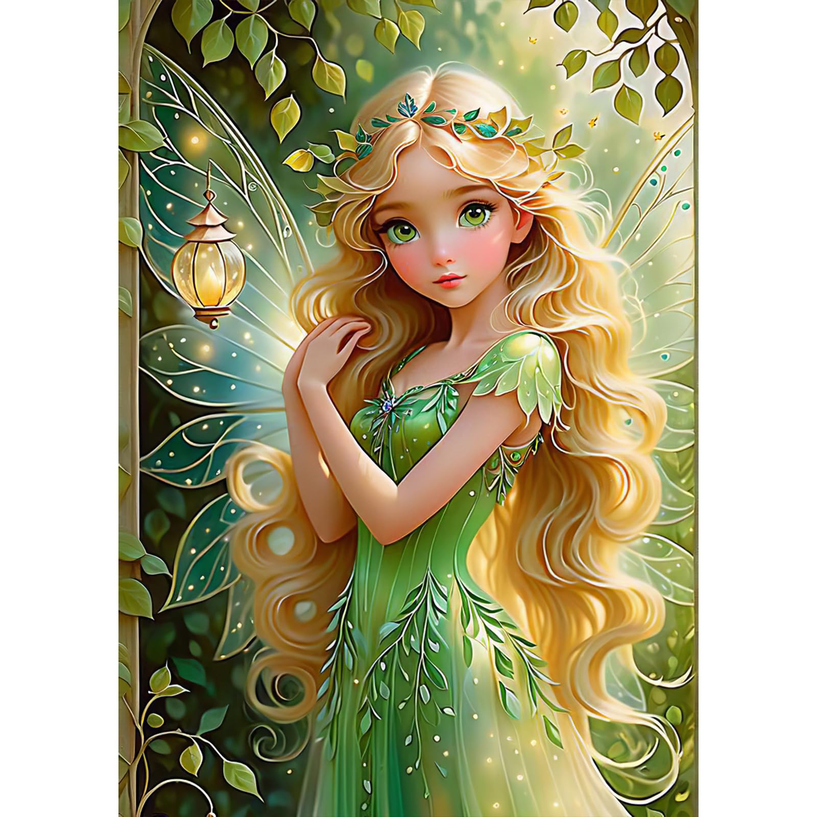 QENSPE 5D Diamond Painting Kits, Butterfly Fairy Diamond Art Kits for Adults, Full Drill Girl Picture Diamond Painting Kits for Beginner Crystal Flowers Picture Art for Home Wall Decor 30x40cm