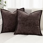 BAOLIZEGAO Brown Decorative Throw Pillow Covers 18x18 Inch Set of 2 Cozy Soild Chenille Cushion Cases Soft Textured Square Couch Pillows Cover Boho Accent Farmhouse Pillowcases for Sofa Bed