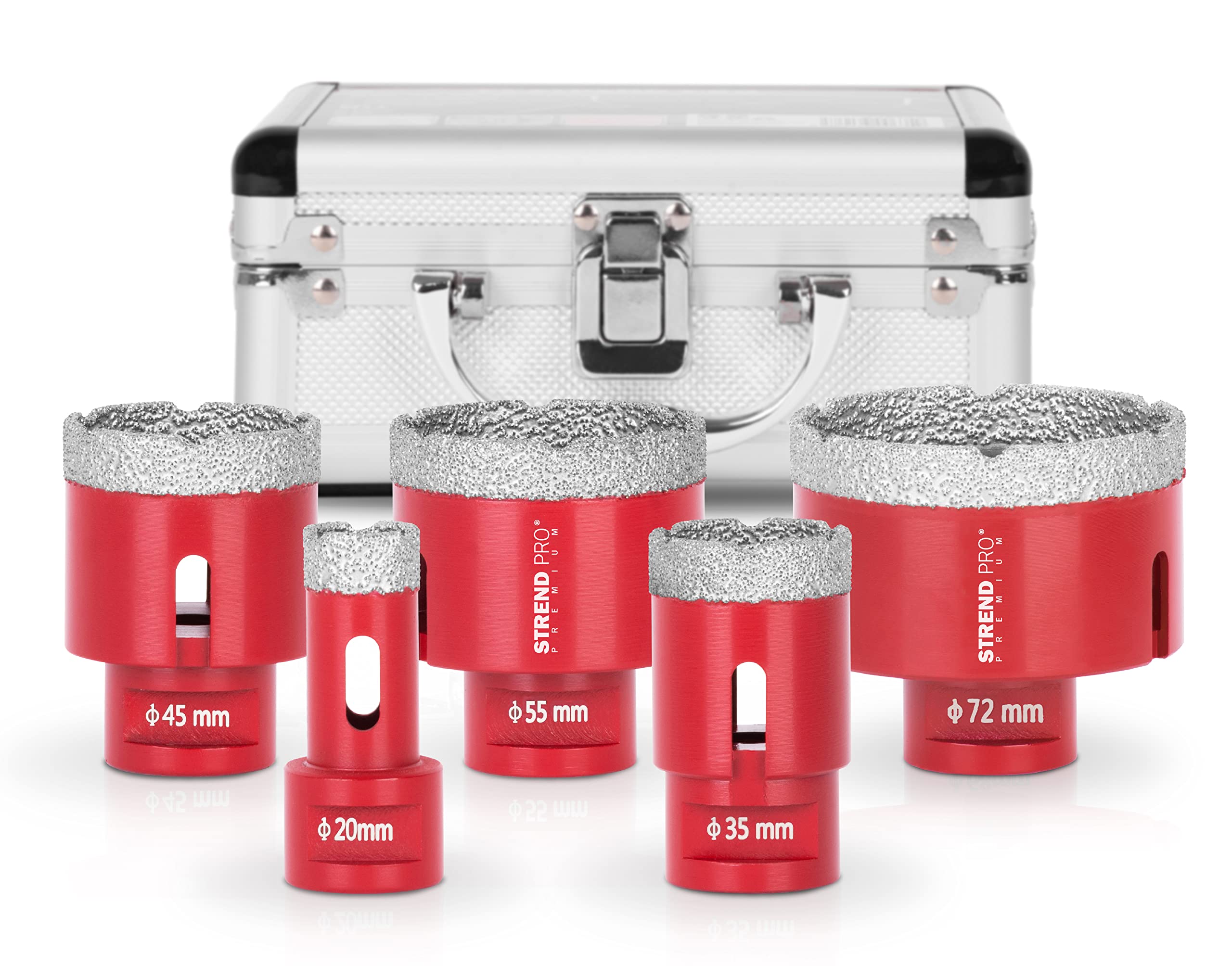 STREND PRO Diamond Tile Drill Set, 5 Piece - Porcelain, Granite, Tile, M14 Spindle, Aluminium Case, Dense Diamond Layer, Drill Set for Angle Grinder โ image 1