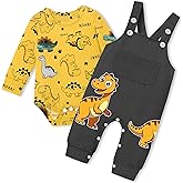 BAVADER Baby Boy Clothes Dinosaur Romper Adjustable Overalls Baby Boy's Clothing Infant Boy Clothes 2PCS Outfits Fall Winter