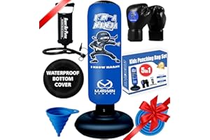 Marwan Sports 5-in-1 Inflatable Punching Bag for Kids – 63" Karate Toy Set with Boxing Gloves, Durable Fast Rebound, Active Play Christmas/Birthday Gift for Boys & Girls Ages 4-12 (Patent Pending)