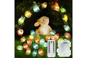 suddus Easter Eggs Decor Lights,12.8ft 40LED Multi Color Small Fairy Lights with Remote, Easter Lights String Battery Operated for Table Indoor Home Wreaths Mantels Outdoor Tree Garden Decoration