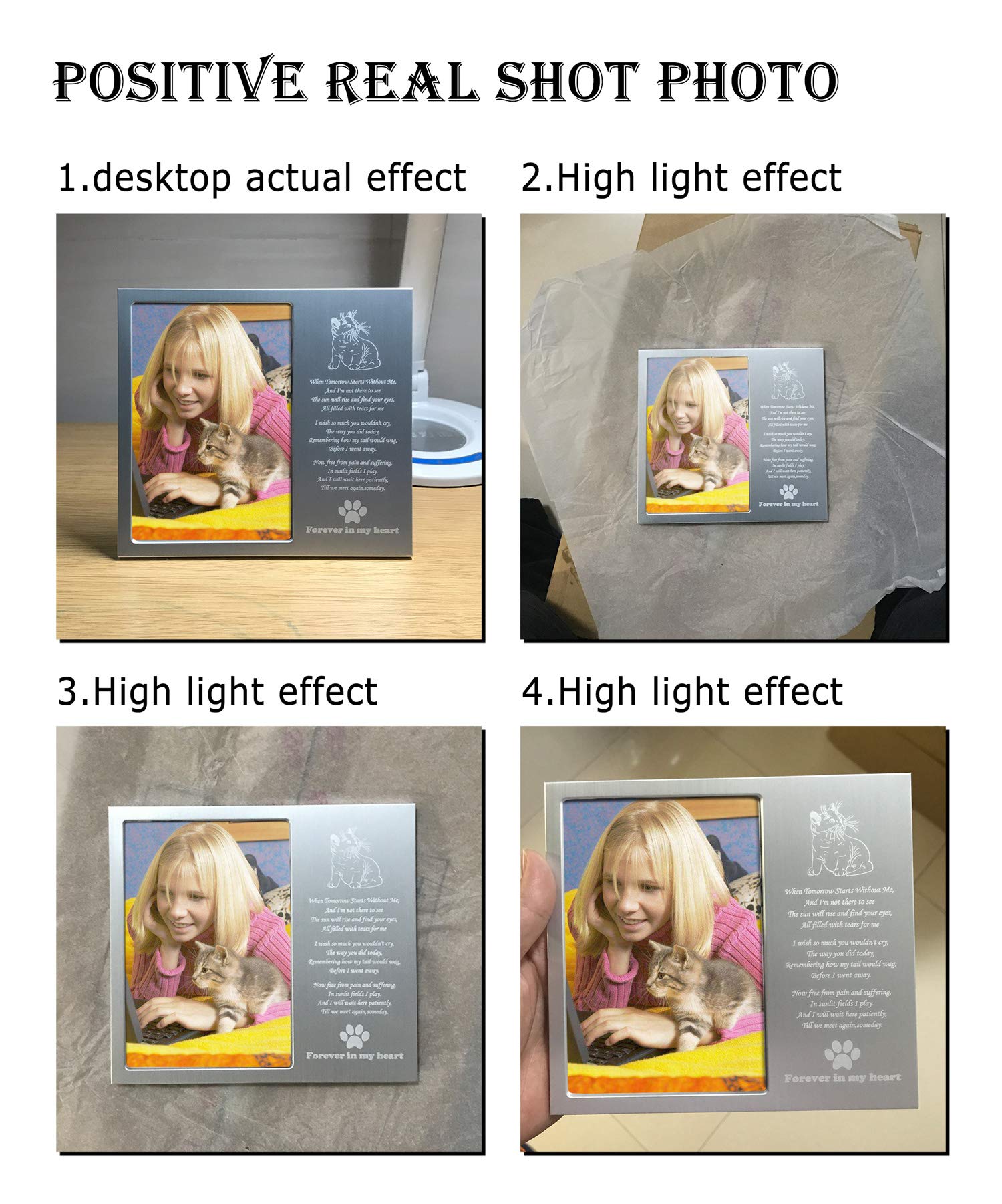 JOEZITON Pet Memorial Personalized 4x6 Picture Frame for Loss of Dogs or Cats.