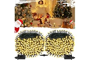 OZS 2-Pack Total 164FT 400LED Connectable Christmas Lights Outdoor, Christmas String Lights Waterproof with 8 Modes & Timer, Green Wire Twinkle Lights for Xmas Tree Decorations Outdoor Indoor, Warm White
