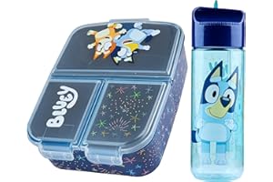 Bluey Kids Lunch Box with Water Bottle for Boys Girls Toddlers Bento Style Compartments Lunchbox Set School Preschool Daycare Gifts for Kids