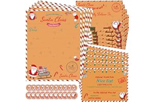 WorldBazaar Christmas Official Letter from Santa Gift Certificate for Kids 10 Sets Vintage Nice List Mailbox Santa Greetings Cards Gift Tags Stickers Envelopes