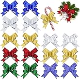 240Pcs Christmas Bows, Glittering Bows for Gift Wrapping Ribbon Christmas Pull Bows for Xmas Gifts Birthday Wedding New Year Holiday Present Baskets Bottles Floral Christmas Decorations, Easy to Use