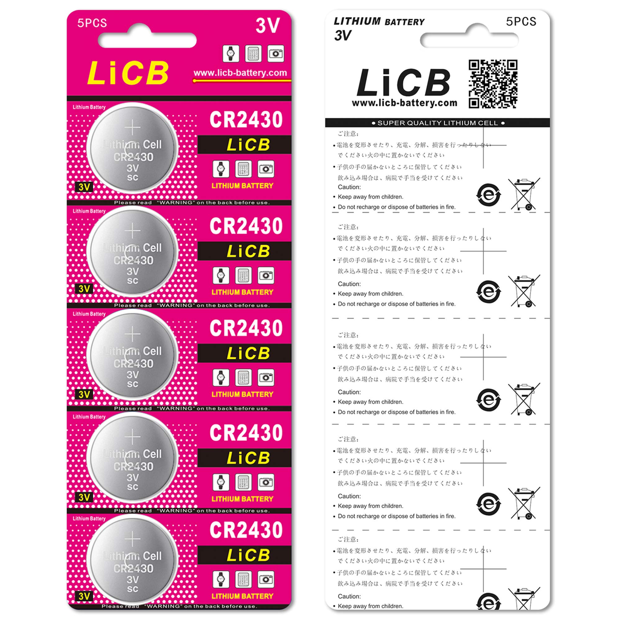 LiCB 10 Pack CR2430 3V Lithium Battery CR 2430