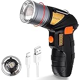 KINQILIN Rechargeable Spotlight,Super Bright 100,000 LED Handheld Spotlight with Zoomable,Foldable Stand,IP67 Waterproof Compact Outdoor for Hunting Walking Emergency Camping