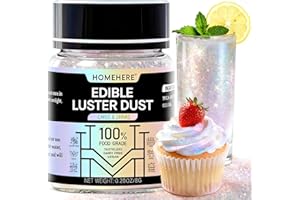 HomeHere Edible Luster Dust Food-Grade Glimmer Powder Glitter for Cake Decorating 8g, Edible Sprinkle Glitter for Cocktails Drinks Baking Candy Dessert Chocolate Vegan Tasteless