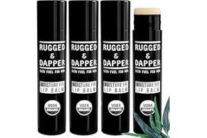 RUGGED & DAPPER Lip Balm for Men - Certified Organic + Natural Ingredients - 4 Pack - Hydrating Mens Chapstick - USA Made