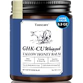 GHK-Cu Copper Peptide Whipped Beef Tallow for Skin, Tallow Balm with Methylene Blue, Manuka Honey &amp; Vitamin E, Grass Fed Anti-Aging Face &amp; Body Moisturizer for Mature, Dry &amp; Sensitive Skin - 5.3oz
