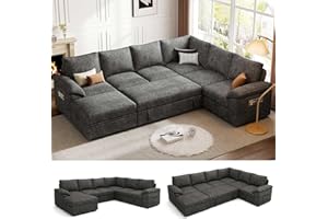 Modular Sectional Sofa 110.6" U-Shaped Modern Comfy Cloud Couch, 5-Seat Chenille Deep Seat Sofa with Throw Pillow & Movable O