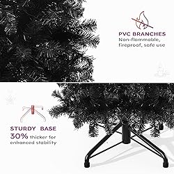 YITAHOME 6ft Prelit Black Artificial Christmas Tree