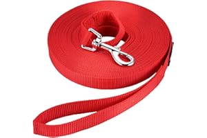 Pettom Dog Training Leash Long Line Puppy Obedience Recall Lead for Dogs Agility Lead Black 30ft 50ft 65ft 10ft 15ft Great for Play Camping Beach Backyard (XL 50Ft, Red)