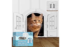 Whisker Wonders Cat Castle Door - Stylish cat Doors for Interior Doors for Average-Sized Cats Up to 20 lbs, Versatile Pet Door for Home Privacy, Cat Window Door, Castle Style Cat Door for Wall