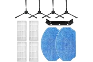 SONGRUI Replacement kit for MAMNV BR151 Robot Vacuum and Mop Combo also Fit ZCWA, IMARTINE, GTTVO, ONSON, KILGONE, TEENDOW BR150 Robotic Cleaners: 1 Rubber Gasket, 4 Side Brush, 4 HEPA Filters, 2 Mop Pads