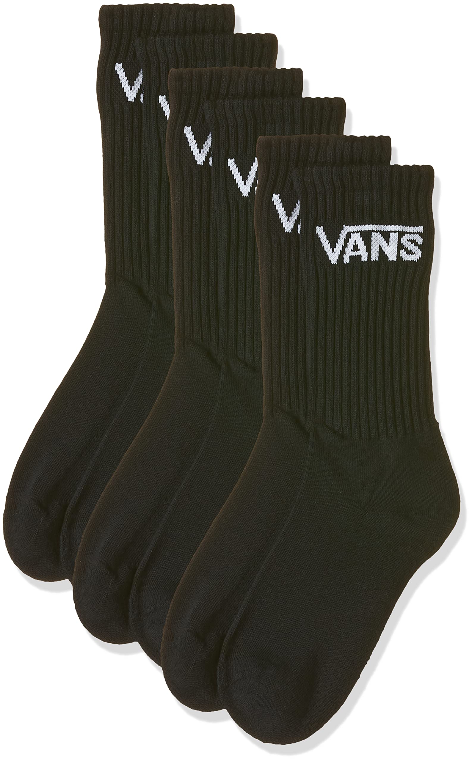 Vans Boy's Classic Crew Boys 3 Pack Socks, Black, 13 UK