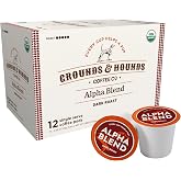 Grounds &amp; Hounds Organic Alpha Blend Coffee K-Cup Pods, Dark Roast, 12 Ct