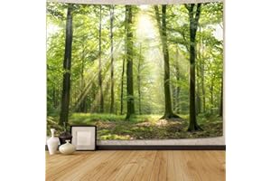 Lunerfex Tyndall Effect Forest Nature Tapestry, Sunlight Streaming Through Trees Wall Hanging for Bedroom and Living Room Decor, 7090 Inches