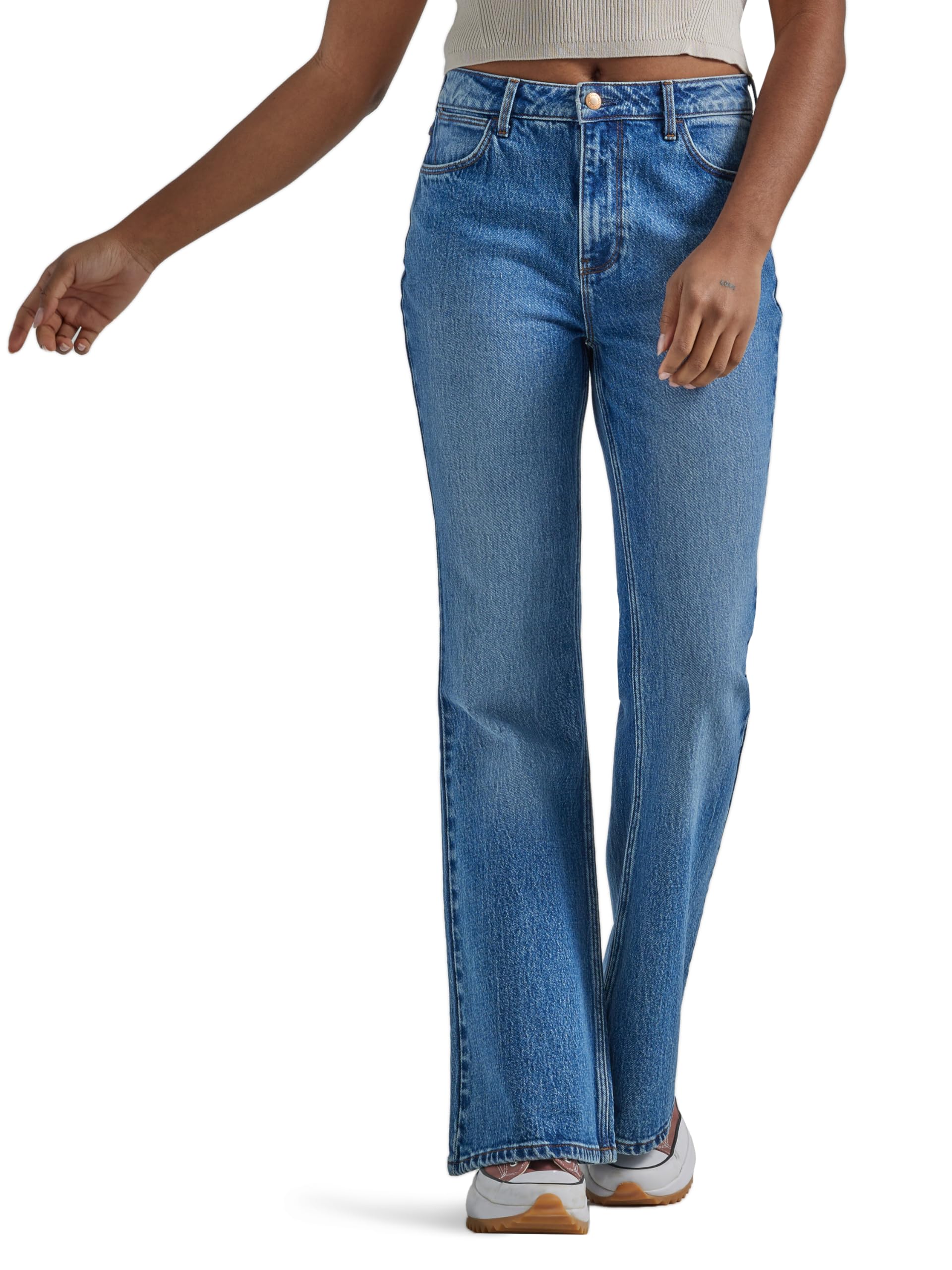 Photo 1 of Wrangler Womens High-Waisted Fierce Flare Jeans, Meadow, 12-32 US