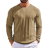 Lexiart Mens Casual Knit Sweater Long Sleeve Crew Neck Thermal Shirts Slim Fit Ribbed Pullover Sweatshirts