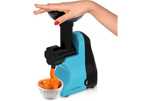 NutriChef Electric Frozen Fruit Dessert Maker - Fruit Sorbet Machine - Make Ice Cream, Dessert, Gelato, Smoothies, Slushies & Frozen Yogurt - Includes Food Plunger & Recipe Book - Blue