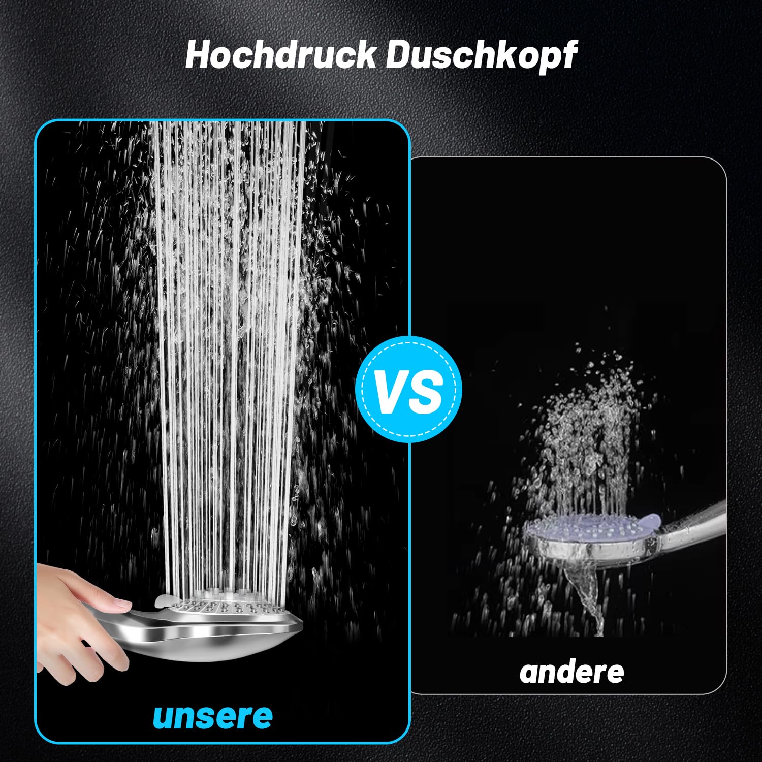VEHHE Duschkopf mit Schlauch 1,5m, Chrome 5 Strahlarten Duschbrause, Hochdruck Dusche Sparduschkopf, Wassersparend Handbrause für Erwachsene Kinder Hausetiere 4