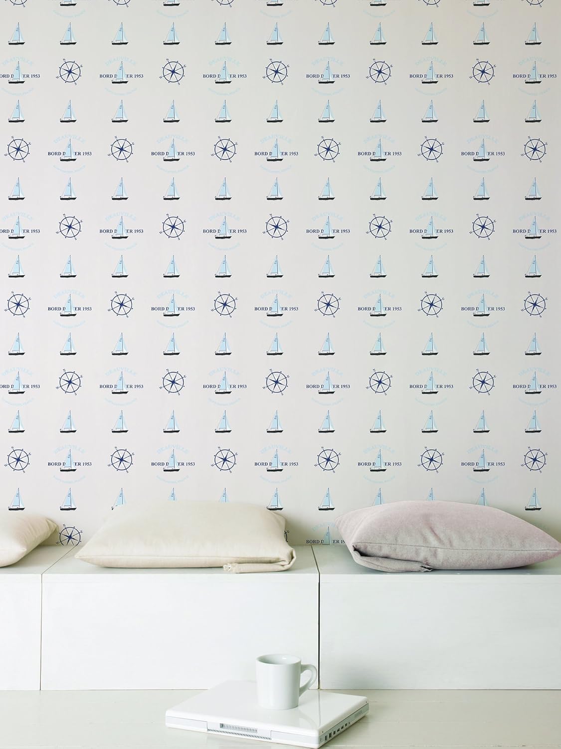 Galerie G23031 Deauville 2, Boats Design Wallpaper, Greige, 10m x 53cm - Image 4