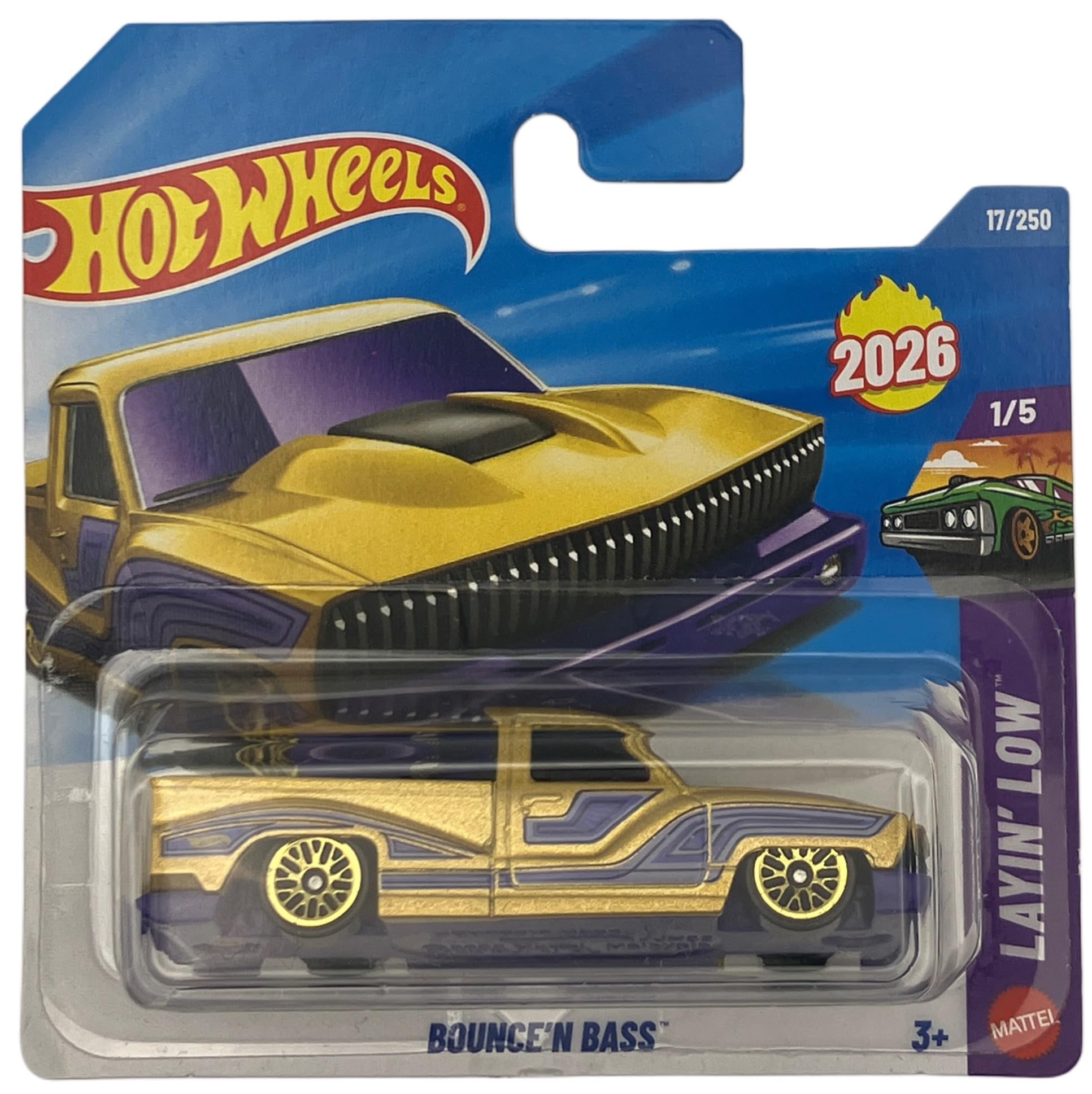 Hot Wheels - Bounce'n Ass - Layin' Low 1/5 - JJH32 - Short Card - Metallic Gold - Mattel 2026-1:64 - Licensed Model