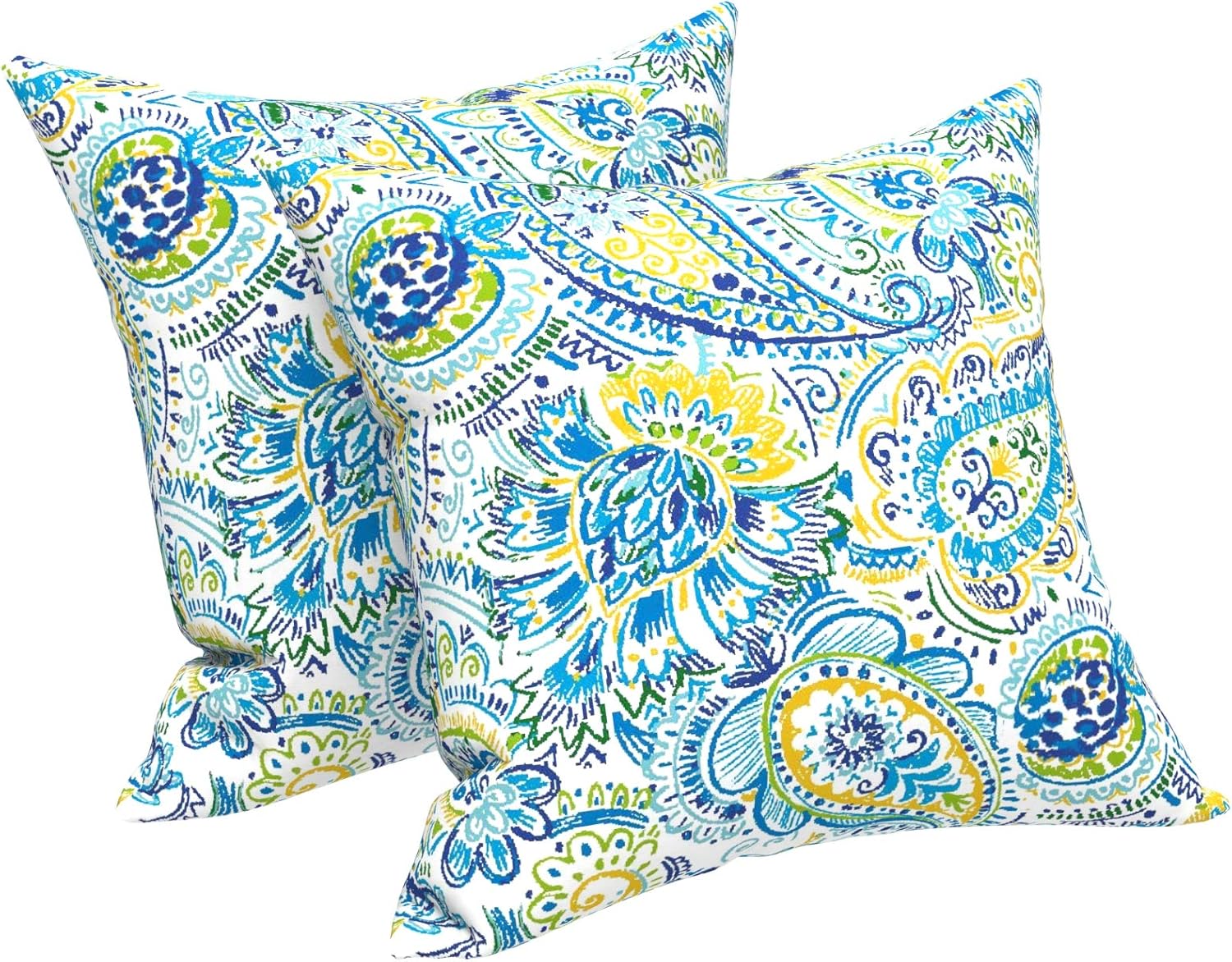 LVTXIII Outdoor Throw Pillow Covers 18 x 18 Inch, Modern Paisley Pattern Decorative Square Toss Pillow Case Pack of 2 for Home Patio Garden Sofa Bed Furniture, Paisley Baltic