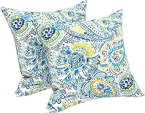LVTXIII Outdoor Throw Pillow Covers 18 x 18 Inch, Modern Paisley Pattern Decorative Square Toss Pillow Case Pack of 2 for Home Patio Garden Sofa Bed Furniture, Paisley Baltic