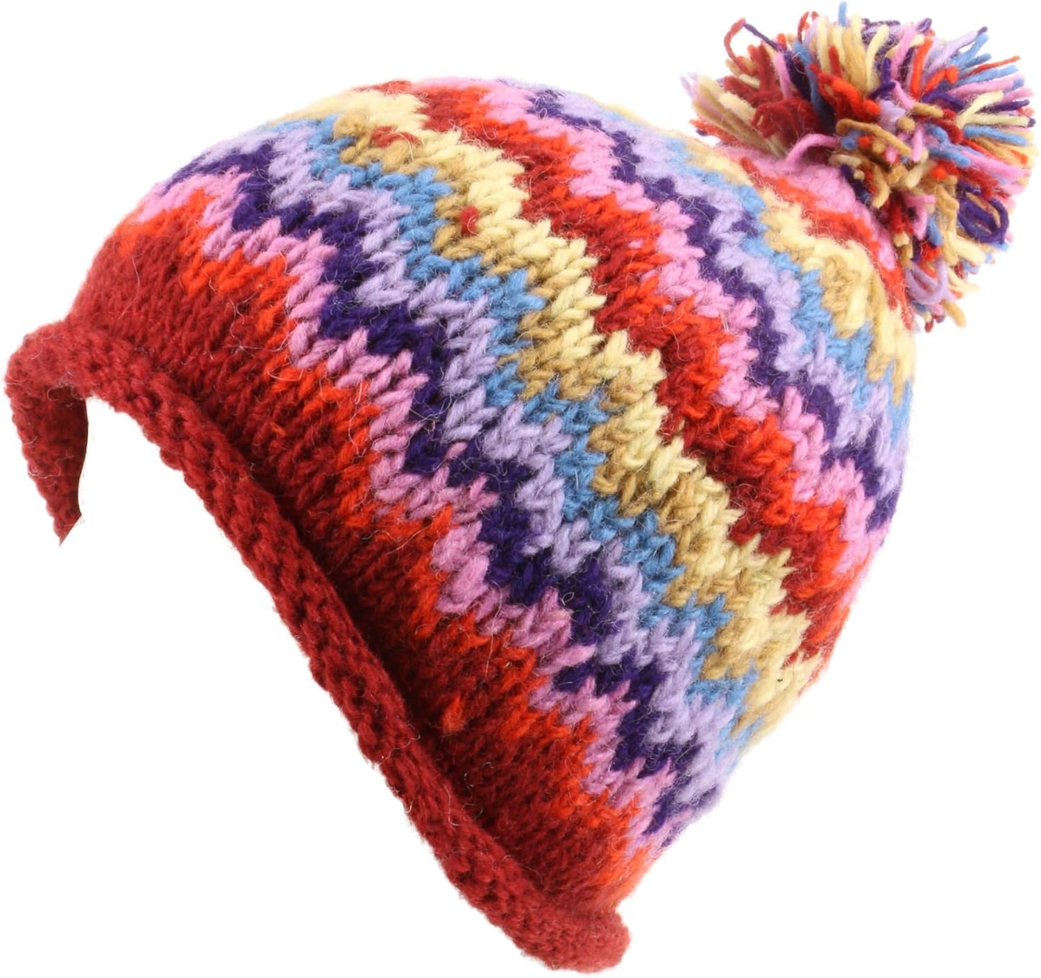 colourful bobble hat