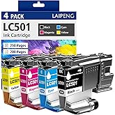 LC501 Ink Cartridges 4-Pack Compatible with Brother LC501 LC501XL for MFC-J1260DW MFC-J1360DW MFC-J1410DW Printers (4-Pack, B