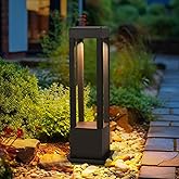 SLAWA Outdoor LED Post Light 23.62" Black Square Exterior Lawn Path Lights with 3000K Warm Light Aluminum Landscape IP65 Wate