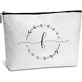 heiyihe monogram makeup bag Letter Toiletry Pouch Letter F Cosmetic Bag Initial Makeup Bag Wedding Graduation Christmas Birthday Gifts for Teacher Friend Bridesmaids-C06