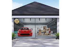 IDUONTIS Garage Door Screen for 2 Car Garage 16x7FT, Magnetic Screen Garage with Retractable Fiberglass Mesh and Heavy Duty Weighted Bottom, Easy Assembly & Pass, Hands Free Door Screen Kit