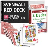 Ted's Sterling Magic Red Bicycle Rider Back Svengali Card Trick, 2 Decks | Two bicycle-style decks, each with different force cards, for seamless magic performance and beginner-friendly card tricks.