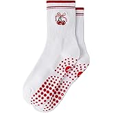 Yawlsow Pilates Grip Socks for Women Yoga Grippy Socks Cute Barre Non Skid Athletic Crew Sticky Sock Workout Hospital