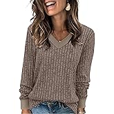 Sampeel Women's V Neck Long Sleeve Shirts – Dressy Casual Fall Tops, Soft Lightweight Tunic Sweaters Fashion Outfits 2026